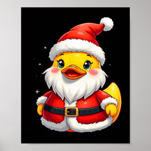 Santa Rubber Duck Cute Christmas Holiday Poster