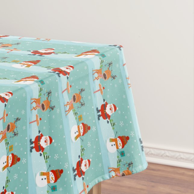 Santa, Rudolph and Snowman Tablecloth (In Situ)
