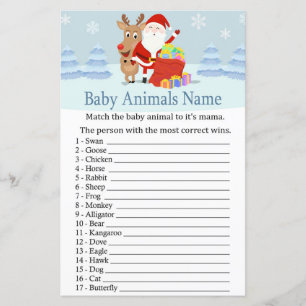 Santa, Rudolph Baby Animals Name Game baby shower