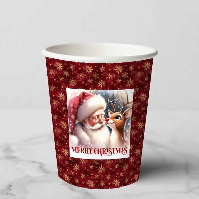 Santa Rudolph Cartoon Style Christmas Party Cups (Santa Rudolph Cartoon Style Christmas Party Cup Art)