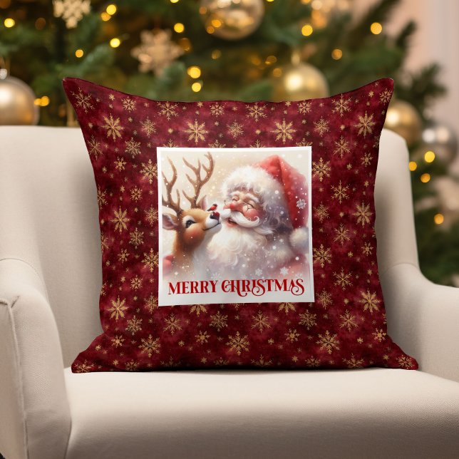 Santa Rudolph Christmas Pillow Cute Classic Design (Santa Rudolph Christmas Pillow Cute Classic Design)
