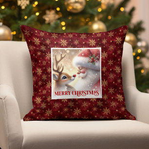 Santa Rudolph Christmas Pillow Festive Winter Fun 