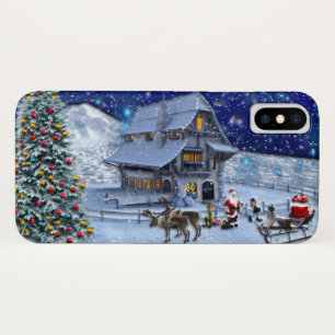 Santa Rudolph Elf with Sled iPhone X Case