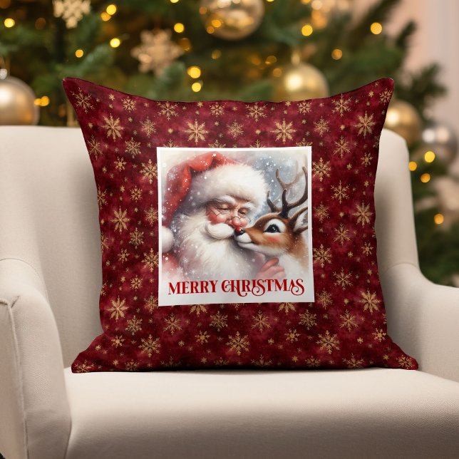 Santa Rudolph Joyous Christmas Pillow Festive Vibe (Santa Rudolph Joyous Christmas Pillow Festive Vibe)