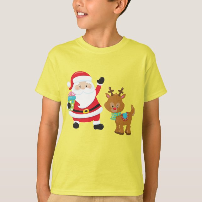 santa Rudolph the Red-Nosed Reindeer christmas T-Shirt (Front)
