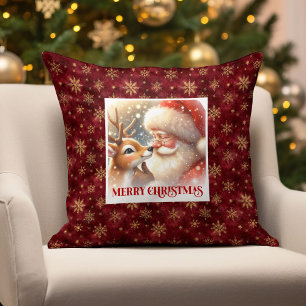 Santa Rudolph Xmas Pillow Merry Christmas Classic 