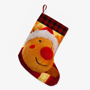 SANTA RUDOLPH XMAS SMALL CHRISTMAS STOCKING