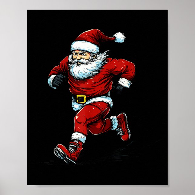 Santa Running Cross Country Xc Runner Christmas Xm Poster (Front)