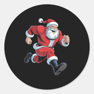 Santa Running Funny Christmas Cross Country Xc Run Classic Round Sticker