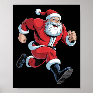 Santa Running Funny Christmas Cross Country Xc Run Poster