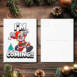 Santa Running, Humour Quote Holiday Funny Christma
