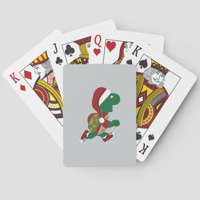 Santa Running Turtle Playing Cards (Back)