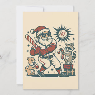 Santa’s 67 Christmas Baseball Meme Holiday Card