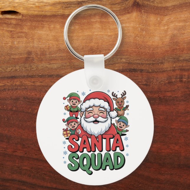 Santa’s Bad Influence (Funny Santa Squad) Key Ring (Front)