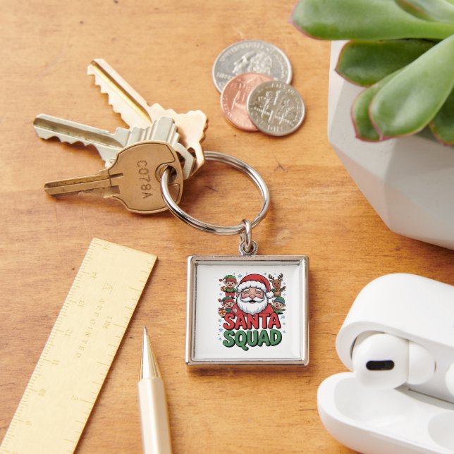 Santa’s Bad Influence (Funny Santa Squad) Key Ring (Desk)