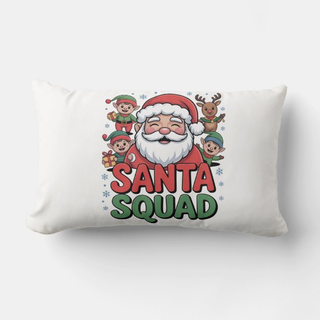 Santa’s Bad Influence (Funny Santa Squad) Lumbar Cushion (Front)