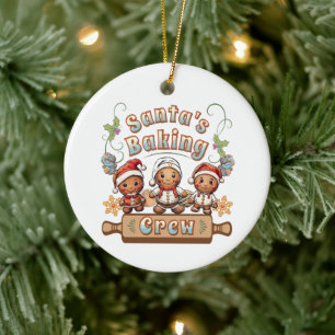 Santa’s Baking Crew Christmas Cookies Ceramic Ornament