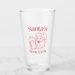 Santa’s Brew Crew Christmas Beer Glass