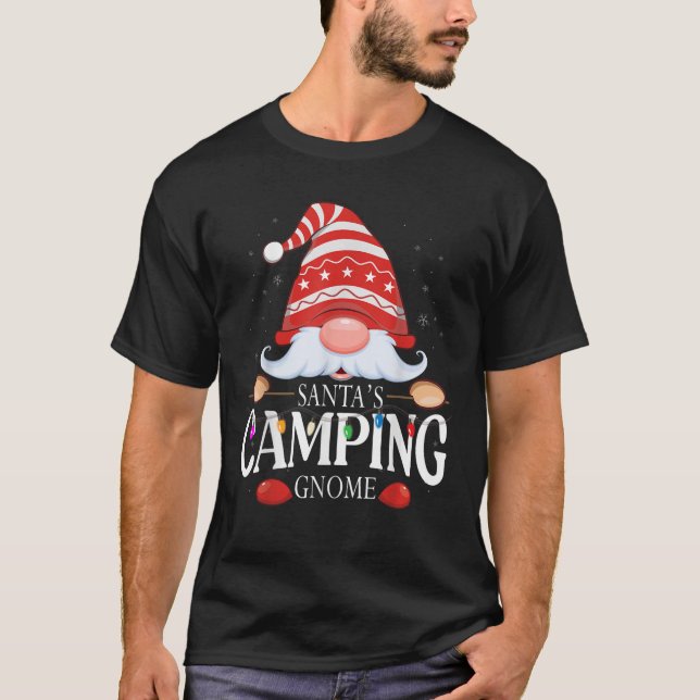 Santa s Camping Gnome Matching Christmas Pajama  T-Shirt (Front)