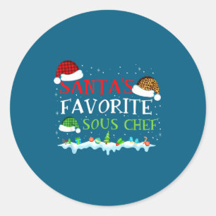 Santa s Chef Favorite Fun Sous Crew Classic Round Sticker