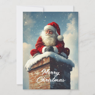 Santa’s Chimney Pause: A Winter’s Smile Holiday Card