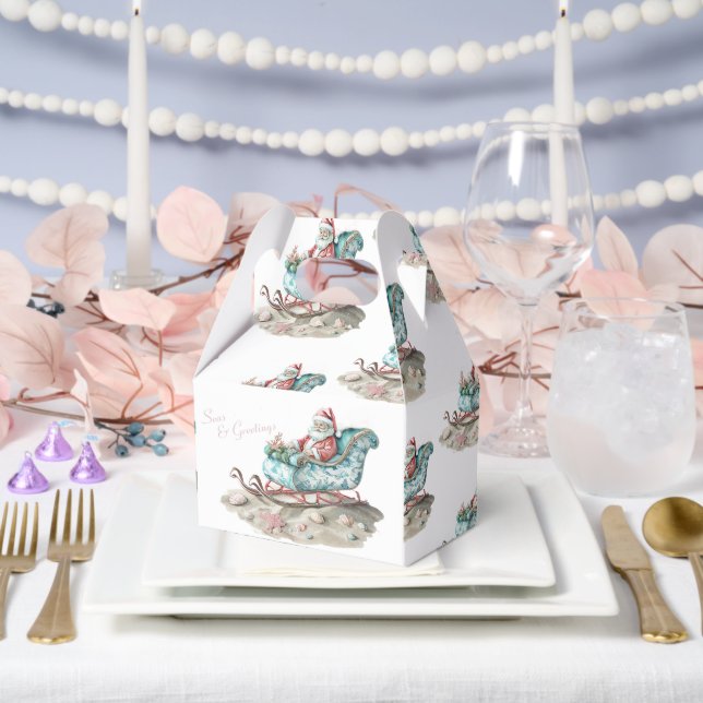 Santa’s Chinoiserie Sleigh on the Beach white Favour Box (Wedding)