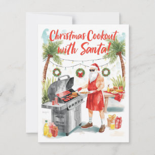 Santa’s Christmas Barbecue – Modern Watercolor Holiday Card