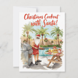 Santa’s Christmas Barbecue – Modern Watercolor Holiday Card