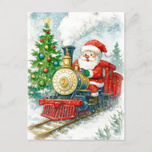 Santa’s Christmas Train Christmas Postcard