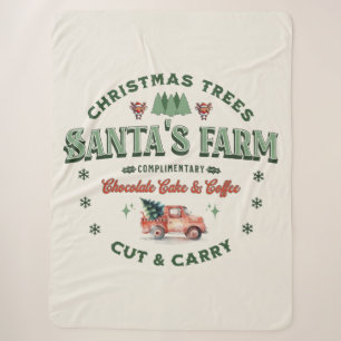 Santa’s Christmas Tree Farm Logo Vintage style Sherpa Blanket