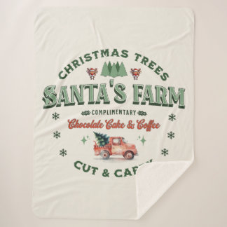 Santa’s Christmas Tree Farm Logo Vintage style Sherpa Blanket