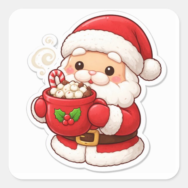 “Santa’s Coffee Break” – Cute Christmas Sticker (Front)
