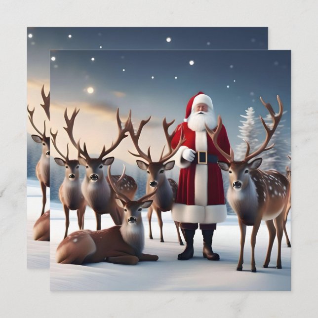 Santa’s Crew:Father Christmas Poses With Reindeers Save The Date (Front/Back)