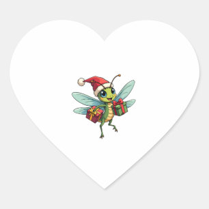 Santa�s Dragonfly Helper Heart Sticker