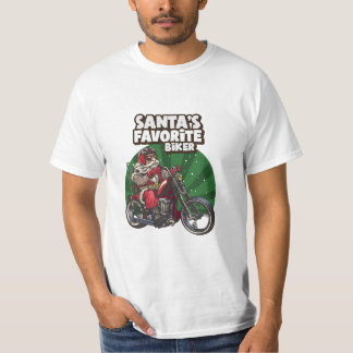 Santa’s Favorite Biker Christmas Motorcycle T-Shirt