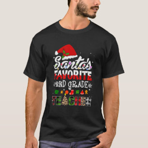 Santa s Favorite Christmas 2nd Grade Teacher Xmas  T-Shirt