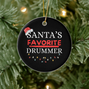 Santa’s Favorite Drummer Cute Ceramic Ornament