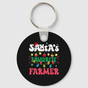 Santa S Favorite Farmer Funny Santa Hat Xmas Light Key Ring