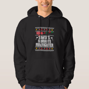 SANTA S FAVORITE FIREFIGHTER Ugly Christmas Sweate Hoodie