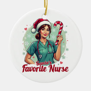 Santa’s Favorite Nurse Ceramic Ornament