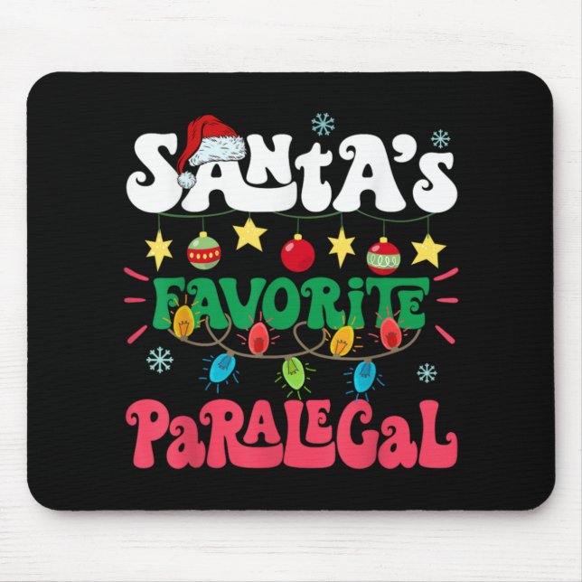 Santa S Favorite Paralegal Funny Santa Xmas Light  Mouse Pad (Front)