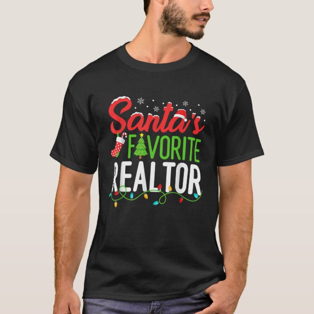 Santa s Favorite Realtor Christmas Real Estate Age T-Shirt (Front)