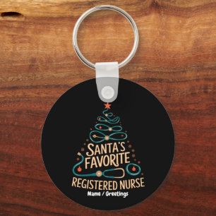 Santa’s Favorite Registered Nurse Christmas Health Key Ring