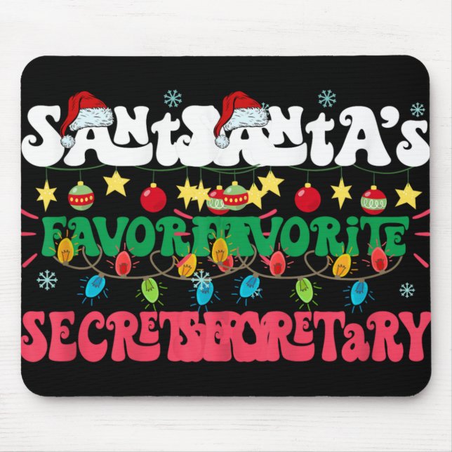 Santa S Favorite Secretary Funny Santa Xmas Light  Mouse Pad (Front)