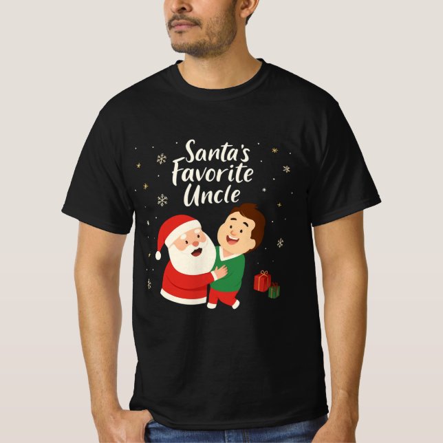 Santa’s Favorite Uncle | Cute Family Christmas Des T-Shirt (Front)