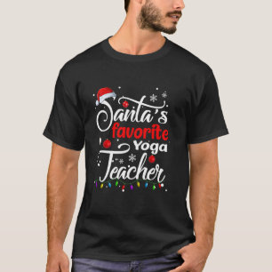 Santa s Favorite Yoga Teacher Christmas Santa Red T-Shirt