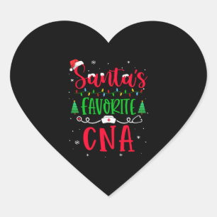 Santa s Favourite Cna Nurse Xmas Light Santa Hat Heart Sticker