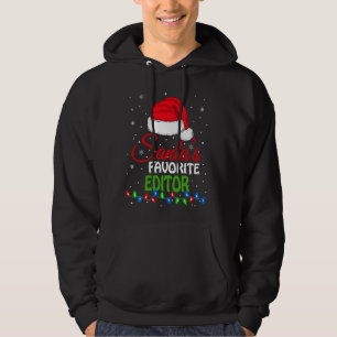 Santa S Favourite Editor Santa Hat Lights Funny Ch Hoodie
