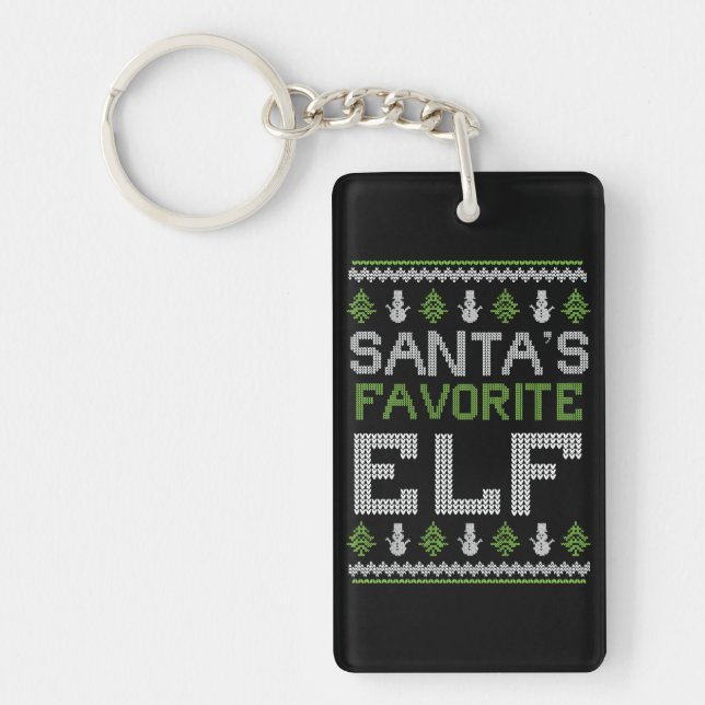 Santa’s Favourite Elf – Ugly Sweater Christmas Key Ring (Front)