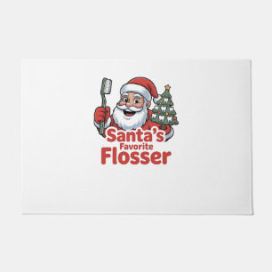 Santa’s Favourite Flosser Christmas Dental Dentist Doormat